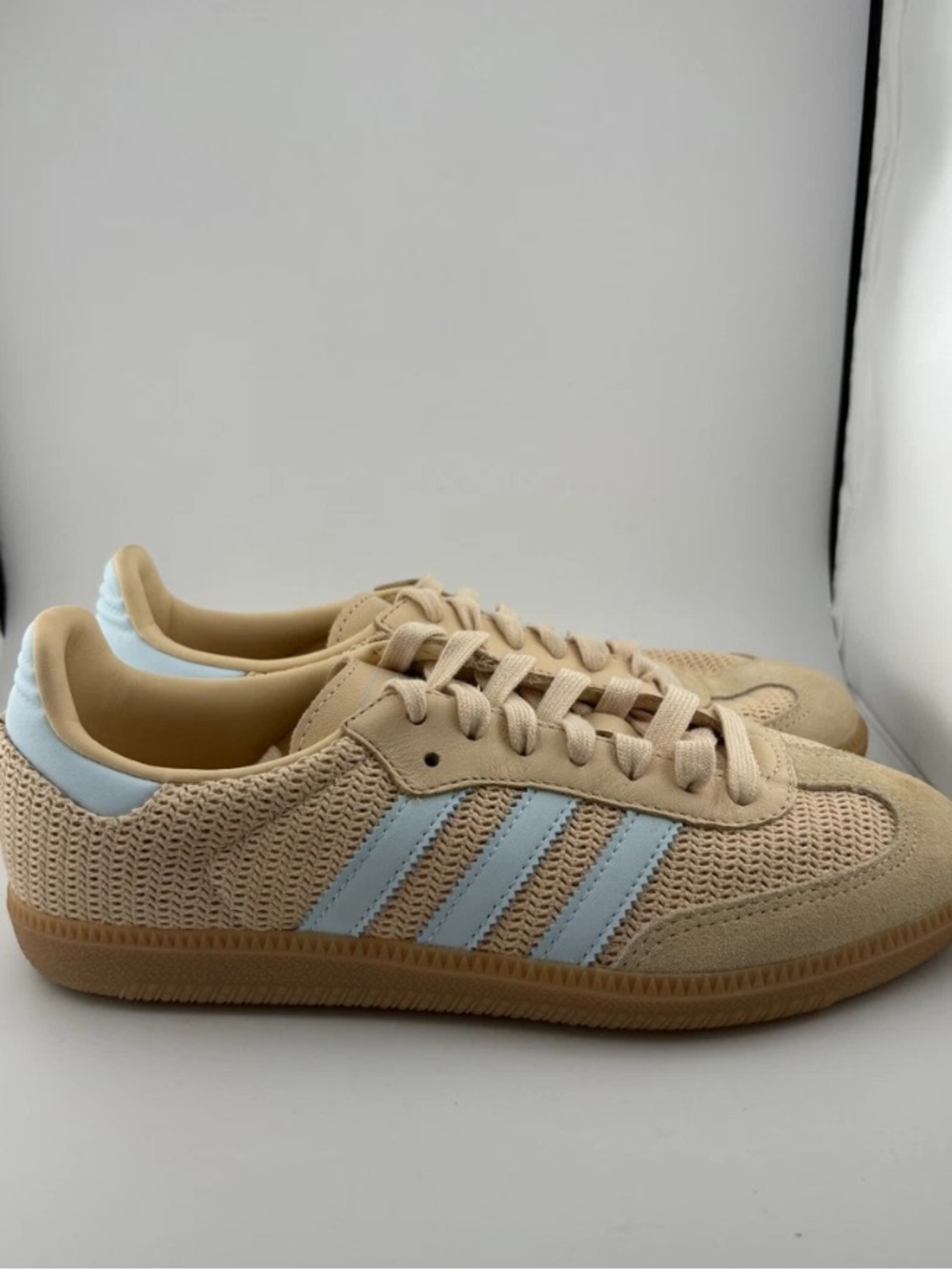 adidas Samba OG Women’s Sneakers — Sand with Sky Tint Stripes